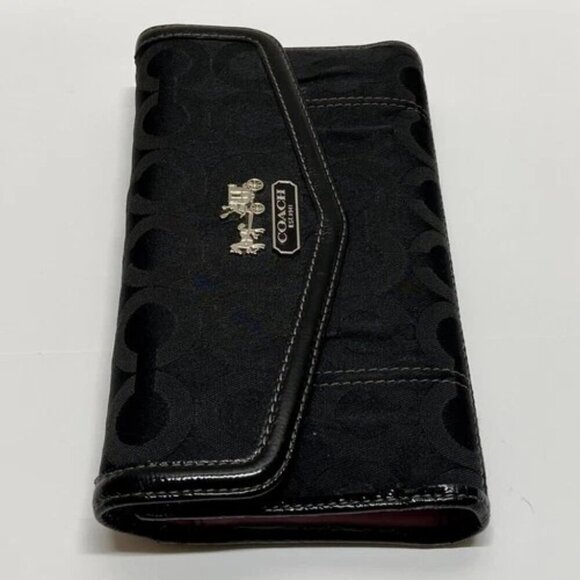 Coach Madison Op Art Flap Wallet Signature Black Canvas 43641 Checkbook EUC - Picture 7 of 16